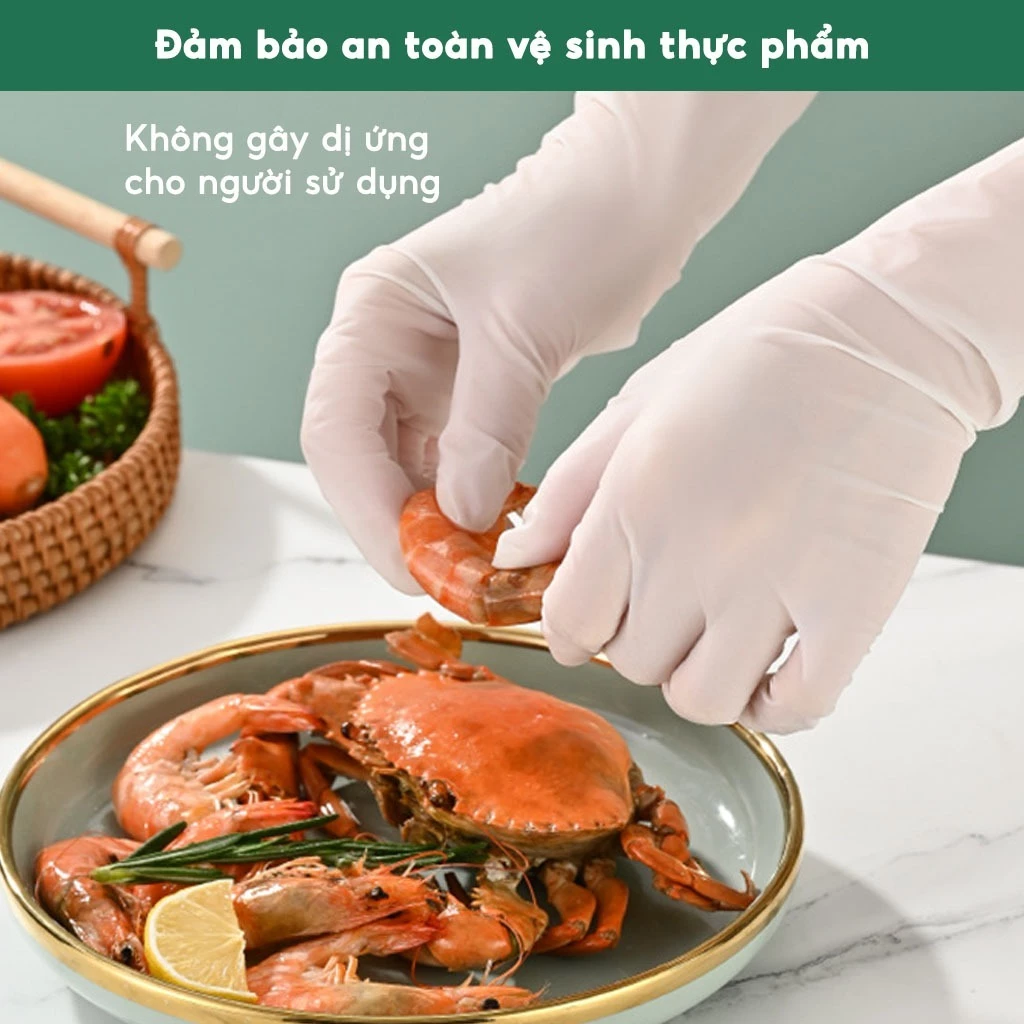 Hộp 30 găng tay làm bếp nếu ăn, Găng tay rửa bát siêu dai không mùi sử dụng nhiều lần