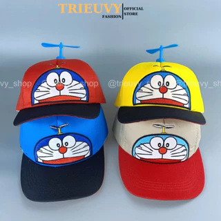 [4-8 tuổi] Nón kết trẻ em Doraemon gắn chong chóng phối 2 màu, mũ năng động cho bé trai/bé gái chất thoáng mát - TRIEUVY