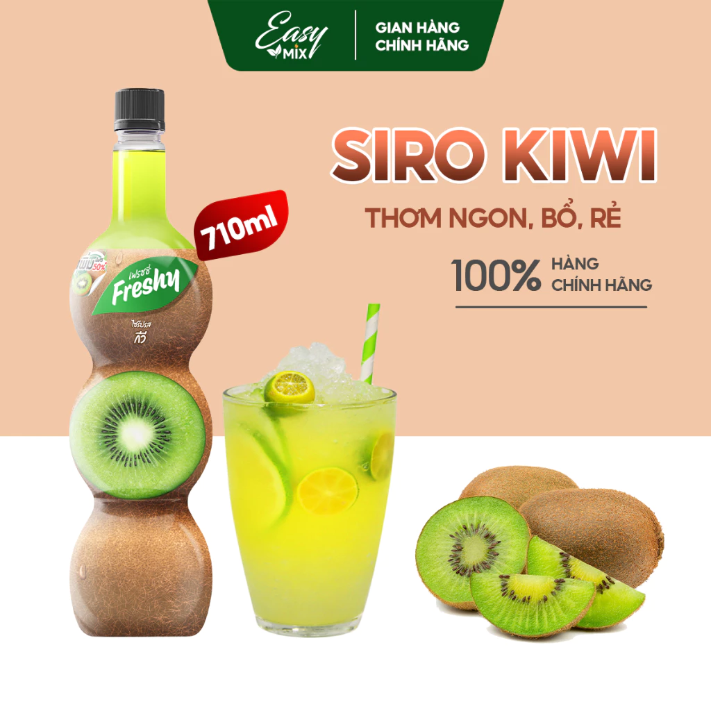 Siro Kiwi Freshy Kiwi Syrup Nguyên Liệu Pha Chế Trà Sữa Chai 710ml