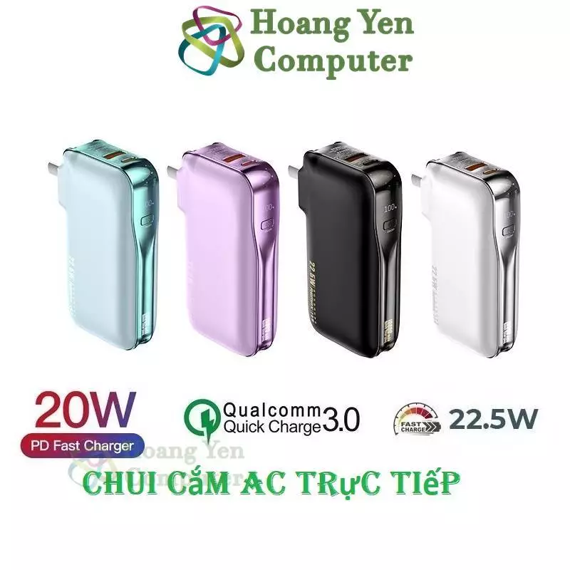Sạc Dự Phòng Remax RPP-532 10000Mah (Sạc Nhanh QC3.0, PD20W), Nguồn AC Sạc Trực Tiếp - BH 1 Năm - Hoangyencomputer