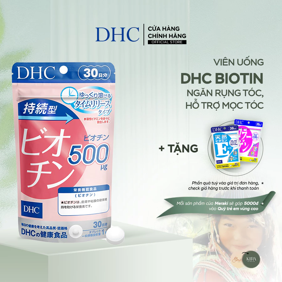 Viên uống DHC Biotin ngăn rụng tóc, hỗ trợ mọc tóc Biotin gói 30 viên (30 Ngày)