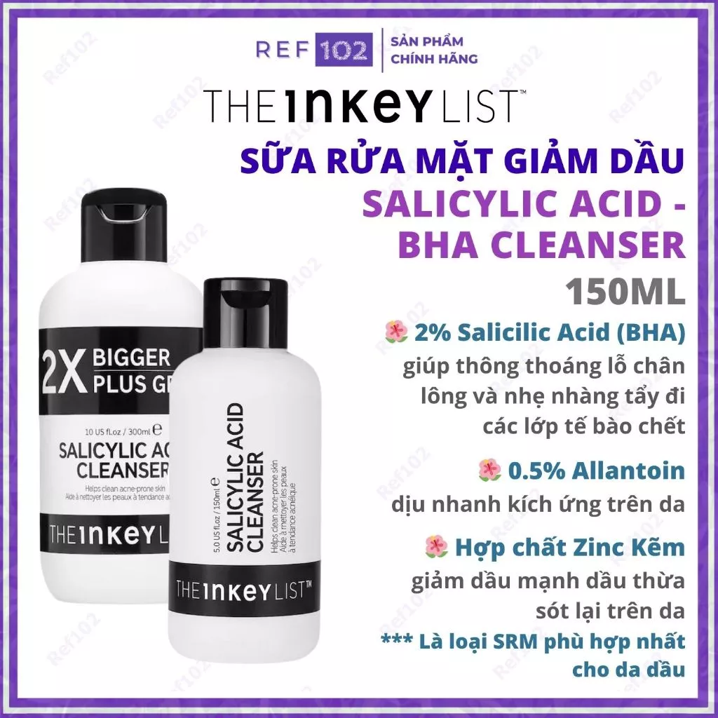 Sữa rửa mặt The INKEY List Salicylic Acid Cleanser chứa BHA giúp giảm mụn kềm dầu (Bill US)