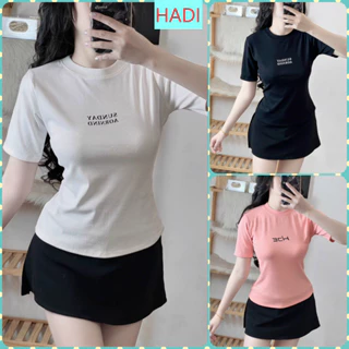 [ATUN1405] ÁO THUN BABYTEE NỮ CỔ TRÒN NGẮN TAY IN CHỮ SUNDAY MÀU TRẮNG ĐEN HỒNG CHẤT BORIP DÀY DẶN THẤM HÚT