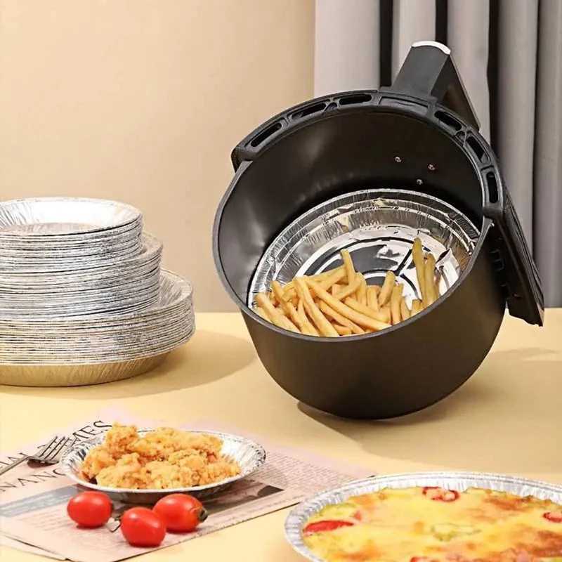 Set 10 Khay Giấy Bạc Nhôm Đa Năng 22cm [LOẠI DÀY] Lót Nồi Chiên Không Dầu Đa Năng, Chịu Nhiệt- BA98