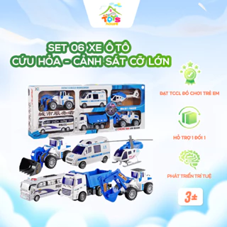 Set 06 xe cảnh sát xe cứu hỏa xe qsự TOYSHOP cỡ lớn cao cấp cho bé khám phá thế giới