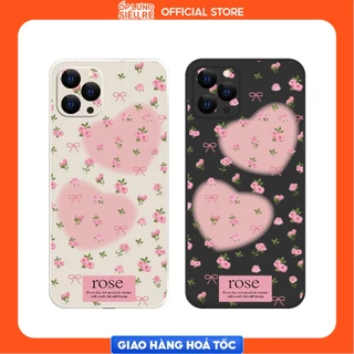 Ốp lưng cạnh vuông Iphone 6G/XR/11/12 Pro/13/14+/14 Pro/....viền bảo vệ camera hình Rose 2024