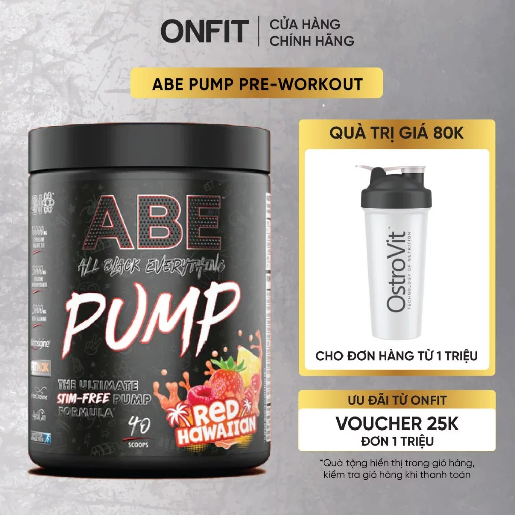 Applied Nutrition ABE PUMP (40 Servings), Pre-Workout Không Caffeine | Hỗ Trợ Pump Cơ, Tăng Sức Mạnh, Không Mất Ngủ