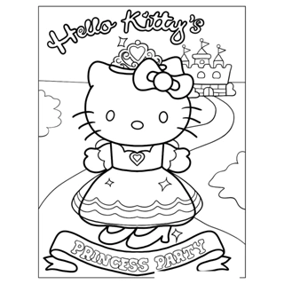 Bộ 35 giấy Tô màu Mèo Hello Kitty dành cho trẻ em, tranh tô màu khổ A4, A5 dành cho bé
