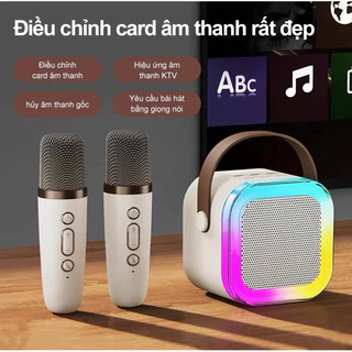 [SALE MẠNH] Loa Bluetooth Karaoke Mini K12 BẢO HÀNH 12 THÁNG kèm 2 mic không dây công suất 10W