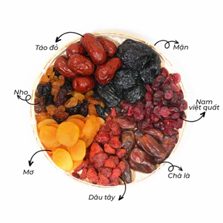 Mix 6 loại hạt và trái cây sấy dẻo chất lượng Nufe ăn vặt, hỗ trợ ăn kiêng, tốt cho sức khỏe mẹ bầu