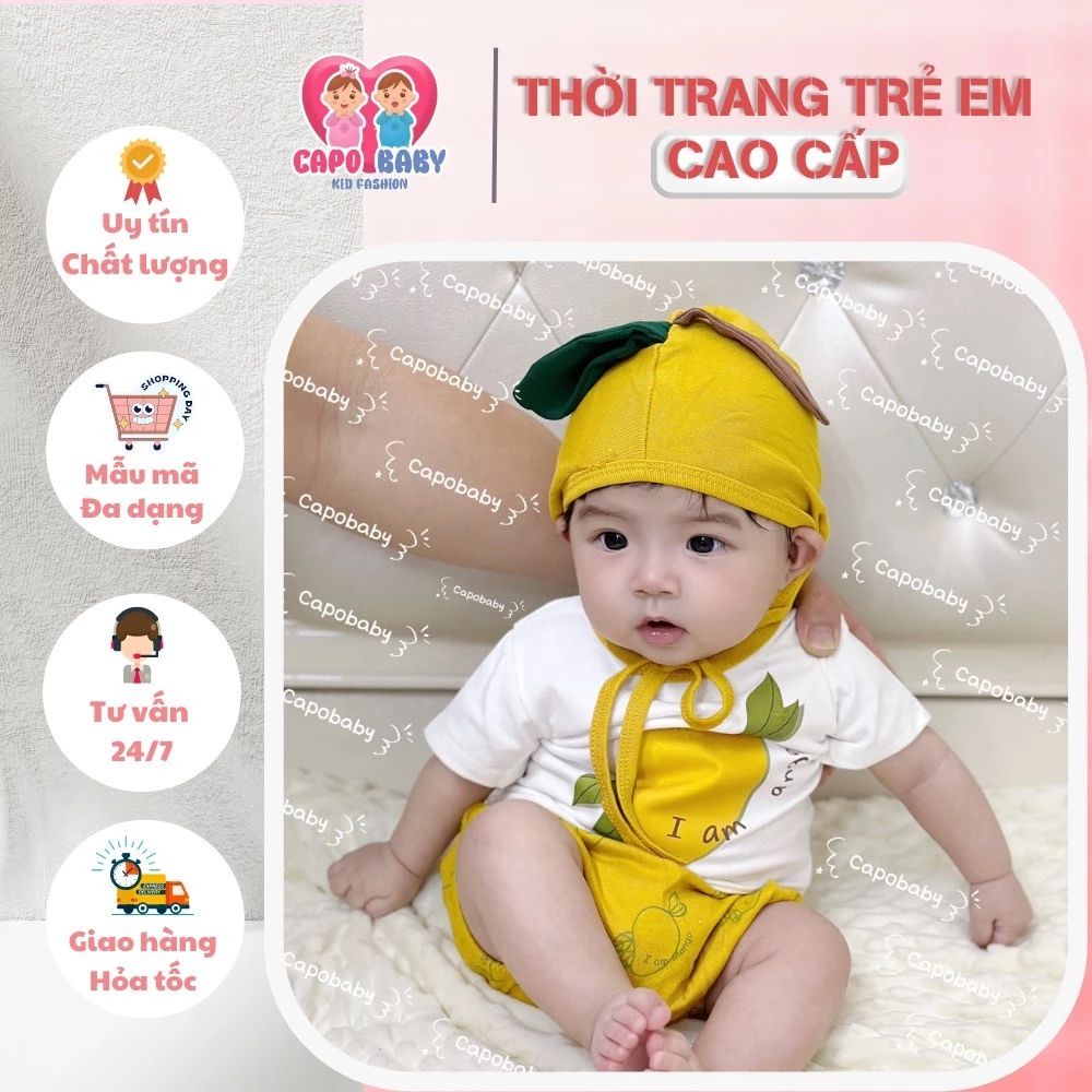 Bộ rip QC 3 chi tiết hình quả xoài cho bé từ 4-12kg [SH112]