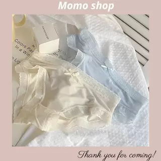 Quần lót nữ lụa viền hoa nơ thoáng mát mền mại MoMo Shop Q06