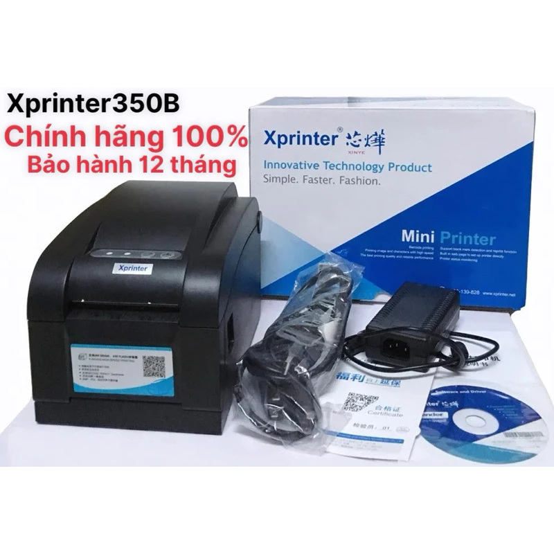 Máy in mã vạch Xprinter 350B/350BM/365B, in tem, in mã vạch, in đơn hàng, in tem phụ