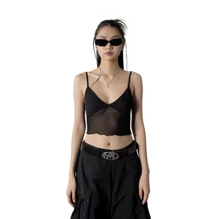 MAHU - ÁO CROPTOP HAI DÂY VẢI LƯỚI CO GIÃN