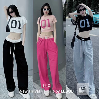 Set Áo Croptop quần xuông 01 ba màu cá tính