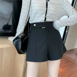 Quần short nữ cạp cao đai có cúc bấm cách điệu trẻ trung dễ phối đồ.Women's Clothingg