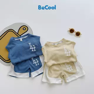 Đồ Bộ Bé Trai Sát Nách In Chữ LH Cao Cấp, Quần Áo Hè Cho Bé Từ 7-28kg - MOOBABY SHOP