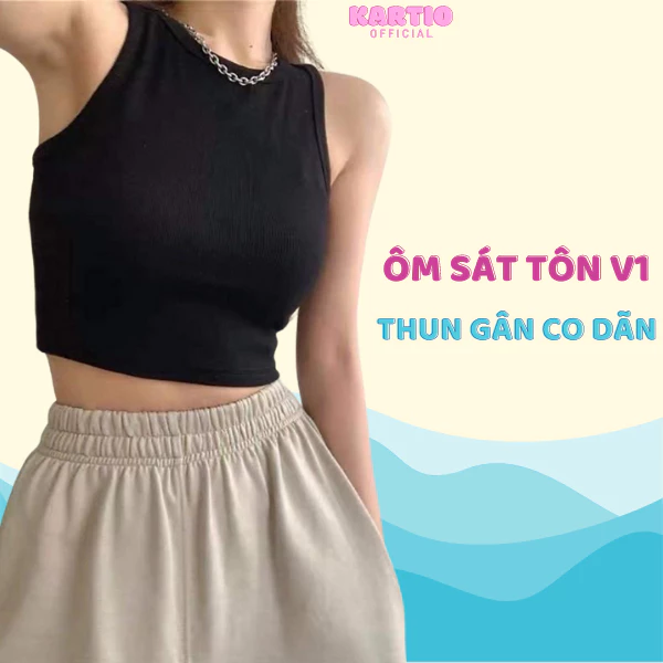 Áo Ba Lỗ Croptop Sexy Ôm Body Tôn Vòng 1, Áo Tanktop Sát Nách Trơn Chất Liệu Thun Gân Co Dãn