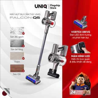 Máy Hút Bụi Không Dây Cầm Tay UNIQ Falcon Q5 Cao Cấp Có Đèn Pin Cây Lau Nhà Ga Giường Nệm Đệm Lông Sàn Ô Tô Thông Minh