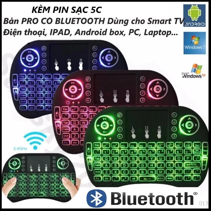 Chuột Bay Bàn Phím Không Dây i8 UKB500 Pro có Bluetooth Cho  Smart Tivi, IPAD, Smart Phone, Android Box, PC, LAPTOP...