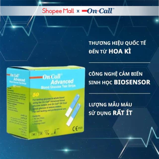 Hộp 50 Que Thử Đường Huyết On Call Advanced Gồm 2 Lọ, Mỗi Lọ 25 Que