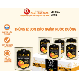 Thùng 12 Hộp Đào Ngâm Nước Đường Asia Home Lon 830 gram- Phân Loại Hàng Cao Cấp