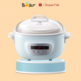 Nồi nấu cháo chậm Bear SUBE003 cho bé, 2.5L, 380W, Đa năng Hầm, Ninh, Hấp, Chưng Yến, Bản Tiếng Việt Dễ Sử Dụng, BH 18TH