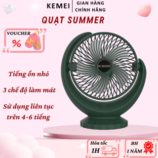 Quạt tích điện Summer, Quạt mini để bàn 3 tốc độ gió công suất lên đến gần 5W, Quạt cầm tay mini