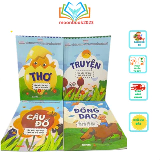 Sách -  Đồng Dao - Thơ - Truyện - Câu Đố tập nói tập đọc Cho Bé 0-6 Tuổi:( Trọn Bộ 4 Cuốn)