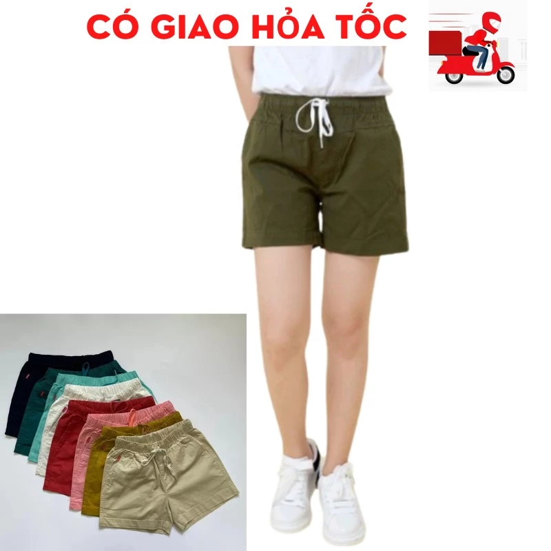 (BIG SIZE)  Quần Short Nữ Kaki Quần Đùi Nữ Vải Kaki Cao Cấp, Mịn, Mát, Lưng Thun, Đơn Giản,Sang TrọngTrẻ Trung