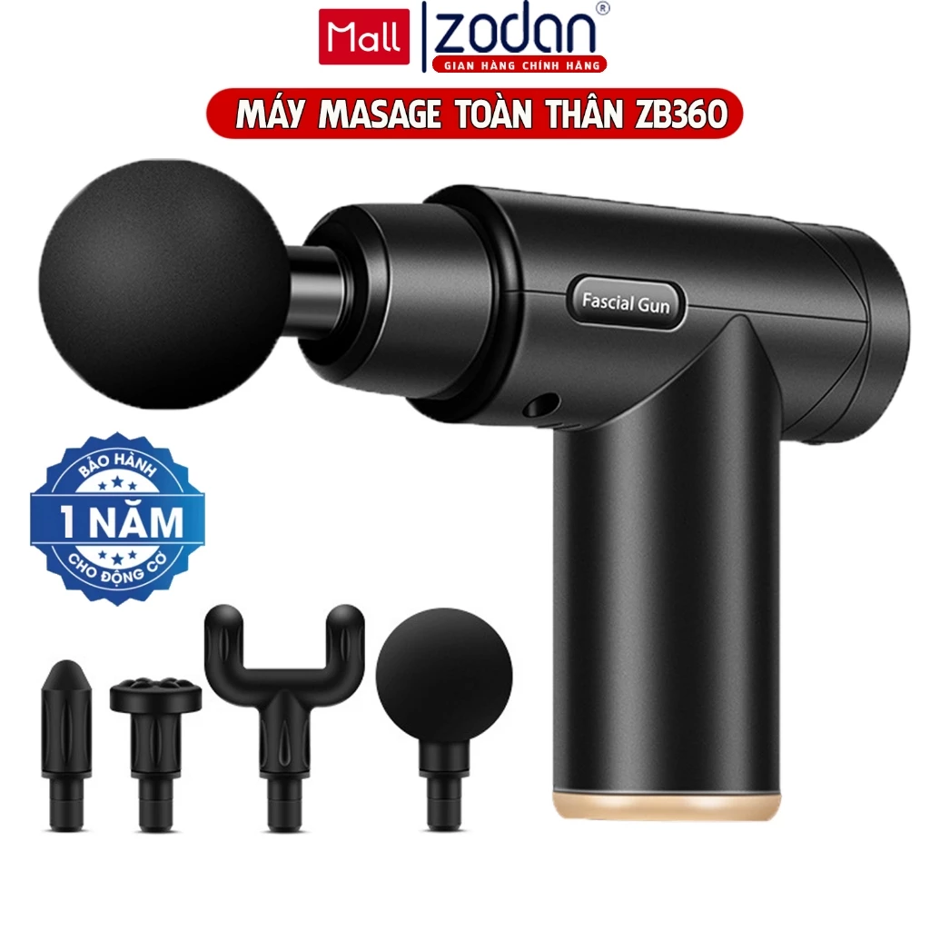 [BH 1NĂM] Máy mát xa cầm tay, súng massage ZODAN ZB360 trị liệu toàn thân Với 4 đầu thay thế 6 cấp độ BH 12 tháng