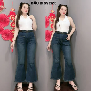 Quần Jeans Bigsize nữ dáng ống loe lưng cao co giãn dành cho các nàng chubby - Q501