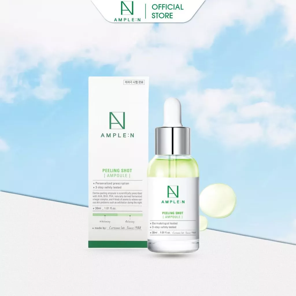 Serum tẩy tế bào chết hóa học dịu nhẹ Ample:N Peeling Shot Ampoule an toàn, lành tính 30ml