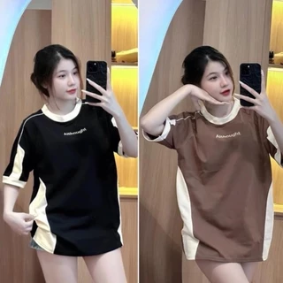 Áo Thun Althouht Thêu chữ phối viền chất cotton khô 3158 Form Rộng Tay Lỡ Unisex siêu hót hiện nay