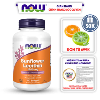 Chống tắc tia sữa Sunflower Lecithin 1200mg Now an toàn dành cho mẹ đang cho con bú 100 viên