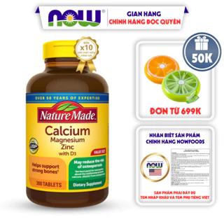 Canxi hữu cơ bà bầu Nature Made Calcium Magnesium Zinc + Vitamin D3 giúp bổ sung canxi cho mẹ và bé hộp 300 viên của Mỹ