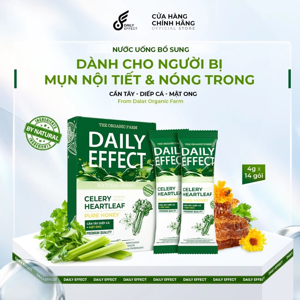 [CHÍNH HÃNG] Nước Uống Detox Cần Tây Diếp Cá Mật Ong DAILY EFFECT (hộp 14 gói)