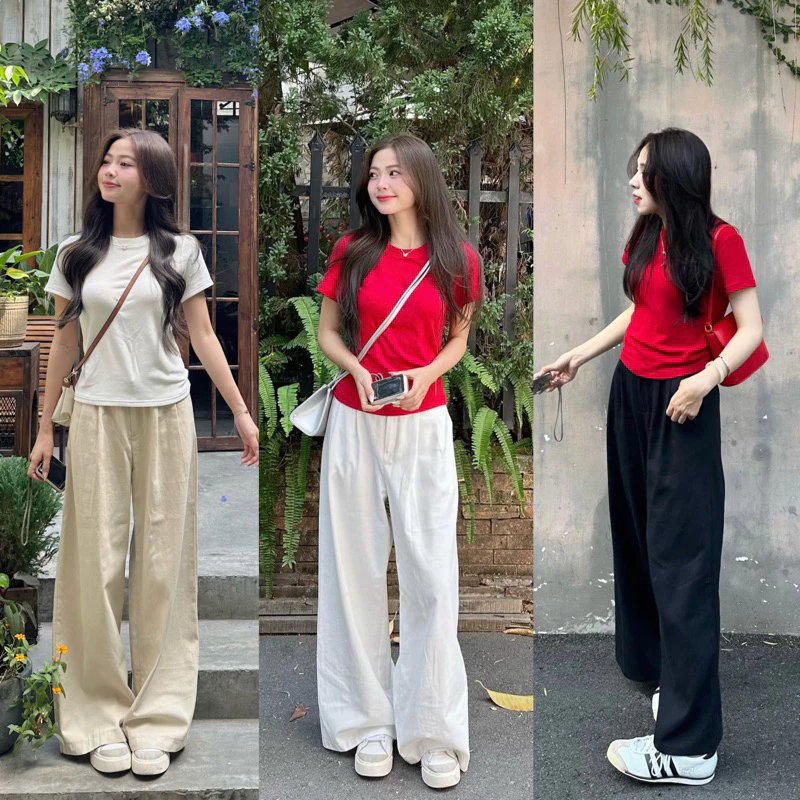 (ẢNH OLDSCHOOL) [HÀNG QC] Quần vải thô suông mềm ống rộng basic