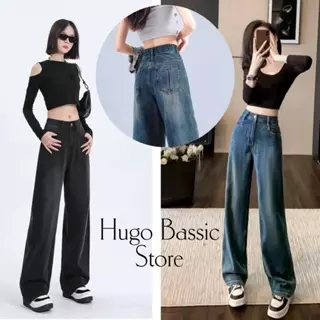 Quần Jean Nữ Lưng Cao Ống Suông Thiết Kế Túi Moi Phong Cách Hugo Bassic Women Pants