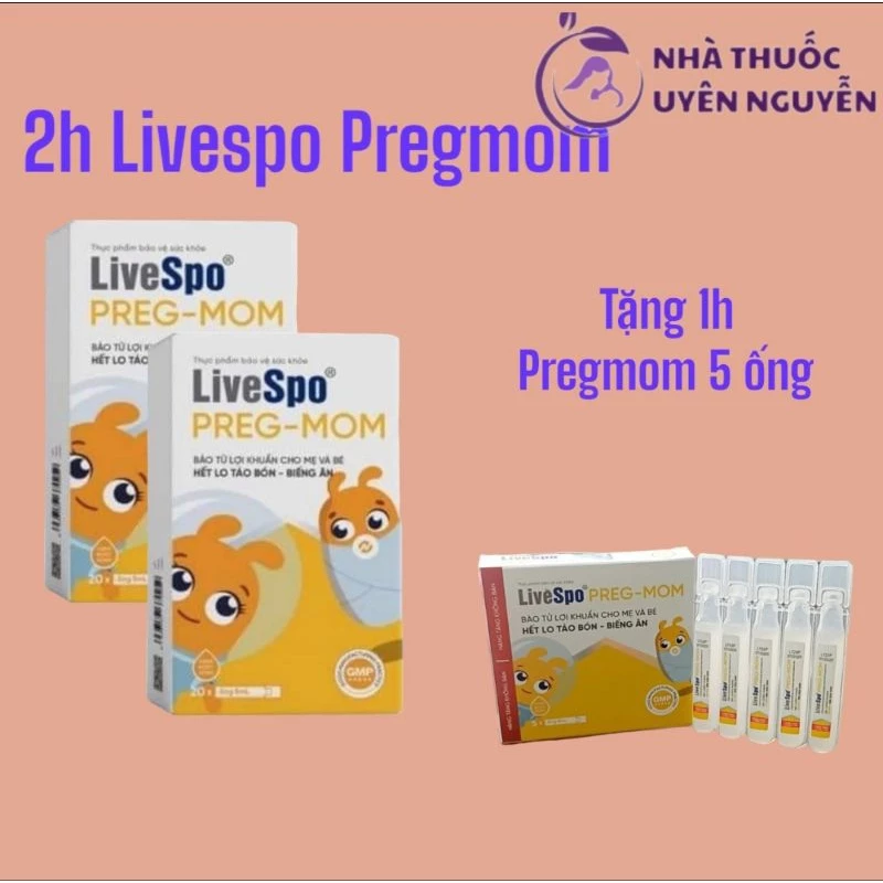 [ Không tích điểm] Combo 2 hộp Men vi sinh LiveSpo PregMom tặng 1 hộp PregMom 5 ống