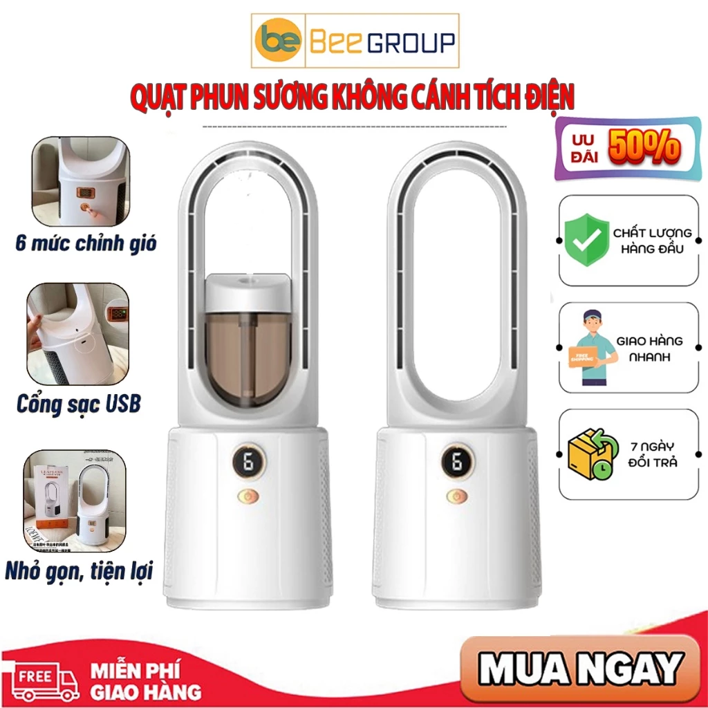 Quạt Phun Sương Không Cánh Làm Mát Nhanh Chóng Tiện Lợi Sử Dụng Cho Mùa Hè