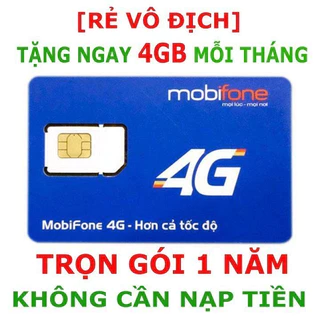 Sim 4G Mobi Trọn Gói 1 Năm Không Cần Nạp Tiền Có 4gb Tốc Độ Cao Mỗi Tháng Vào Mạng MDT250a MDT255 Saymee Bigmee