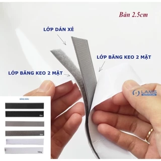 Miếng dán xé có keo bản 2.5cm, velcro tape/ khóa nhám (1 cặp bông + gai)