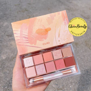 Có kèm cọ mắt - Bảng phấn mắt CLIO màu số 15 Eye Palette tone Spring Sunshine on Canvas cam hồng đào