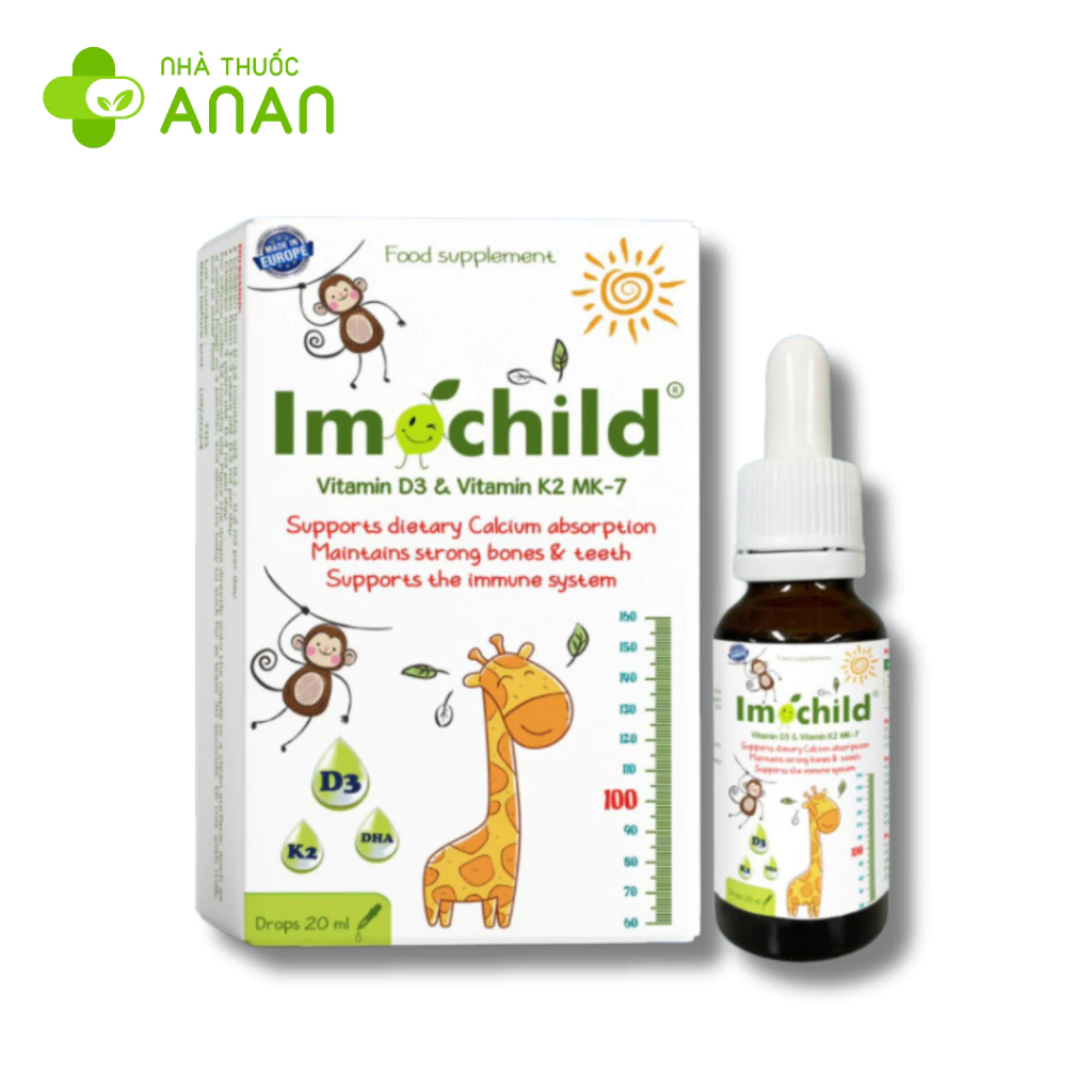 Imochild D3K2 & DHA cho trẻ sơ sinh dạng nhỏ giọt bổ sung D3 - K2 - DHA cho bé nhập khẩu Tây Ban Nha