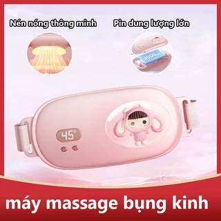 [Freeship] Đai massage bụng kinh giảm mỡ giảm cân hình thỏ, máy chườm nóng giảm đau bụng kinh đau lưng sạc pin cao cấp