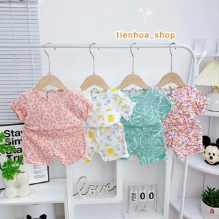 [Bé 7-19kg] Bộ Ngắn Tay Quần Đùi TIENHOASHOP Cotton Bozip Xuất Dư Siêu Mềm Mịn Mát Cho Bé Gái - bang 1