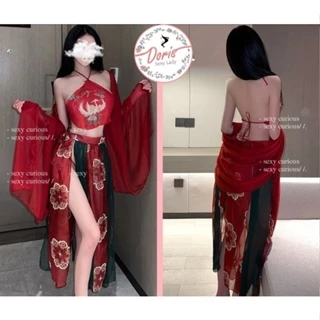 [Che tên] Cosplay cổ trang Trung Hoa, full set áo yếm, váy, khăn choàng xinh xắn, váy ngủ yếm nữ CP074