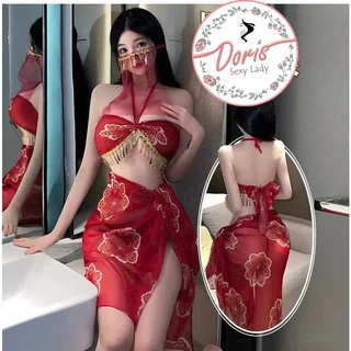 [Che tên] Cosplay cổ trang Trung Hoa, váy ngủ voan nữ kèm váy choàng, khăn che mặt quyến rũ CP075