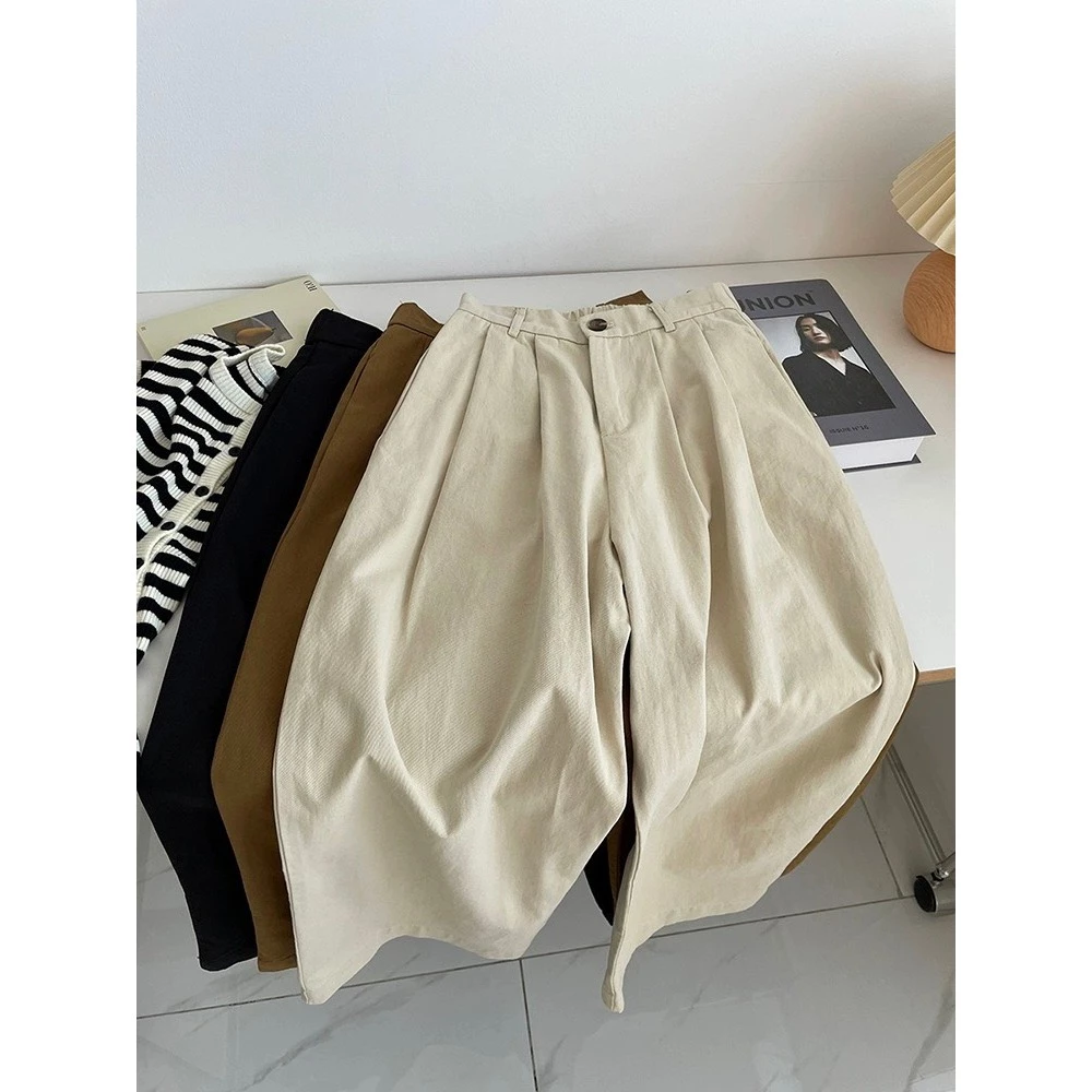 Quần baggy kaki basic LylyshopUnisex kiểu quần dài form rộng baggy dành cho nữ